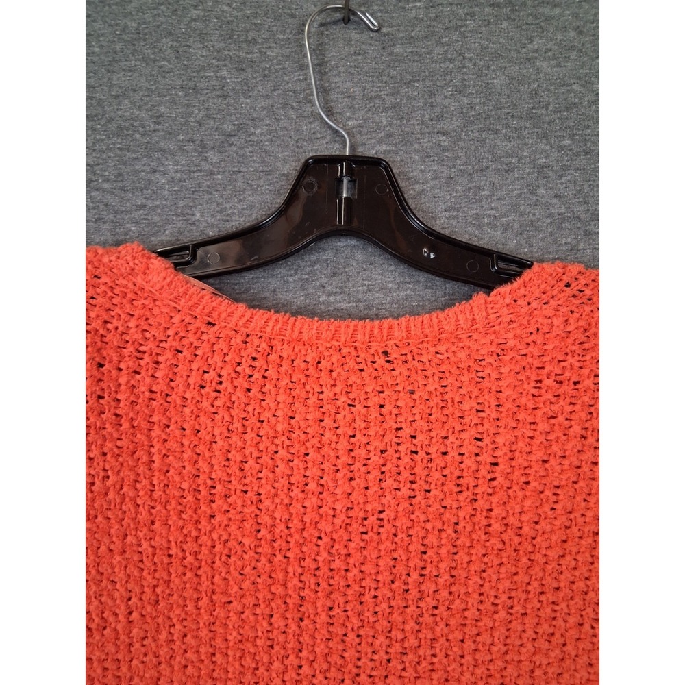 Free People Womens Sweater S Orange Knit Twist Front Crop Oversize 100% Cotton - Picture 9 of 9